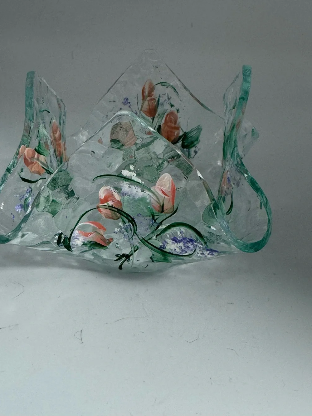 Vintage Hand Painted Handkerchief Style Tea Light